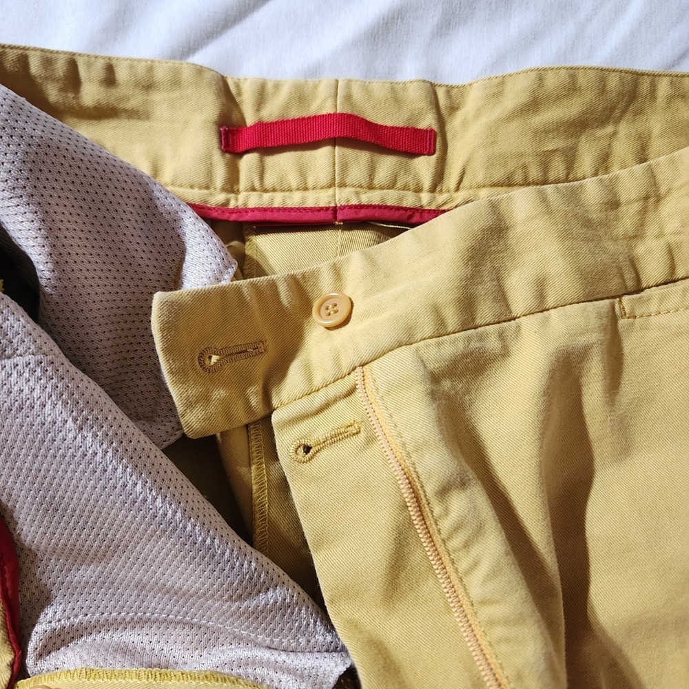 Prada Milano Shorts Mens 42 (32) Mustard Yellow Good Tailored Cotton Blend Italy - Picture 6 of 10